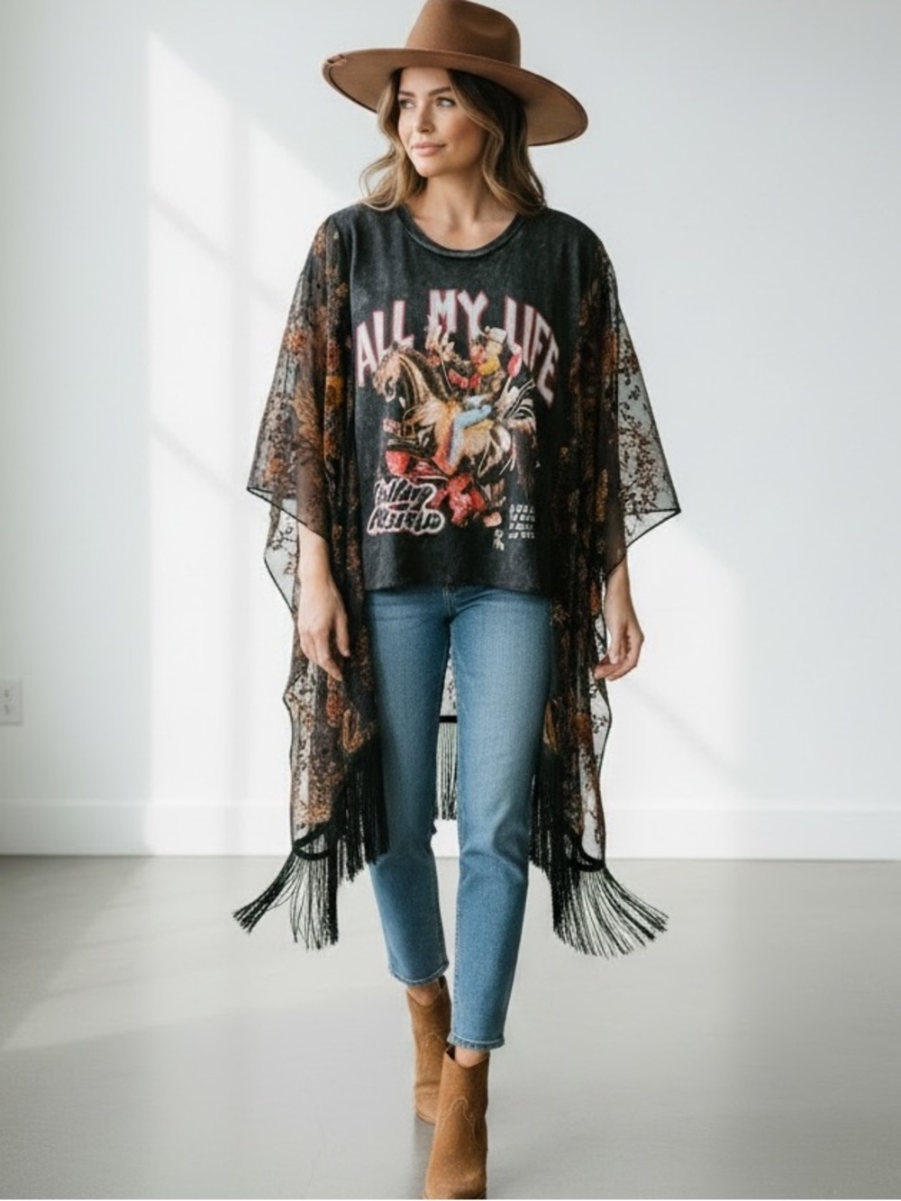 0062. One of a kind Custom Falling in Reverse Upcycled Poncho Top